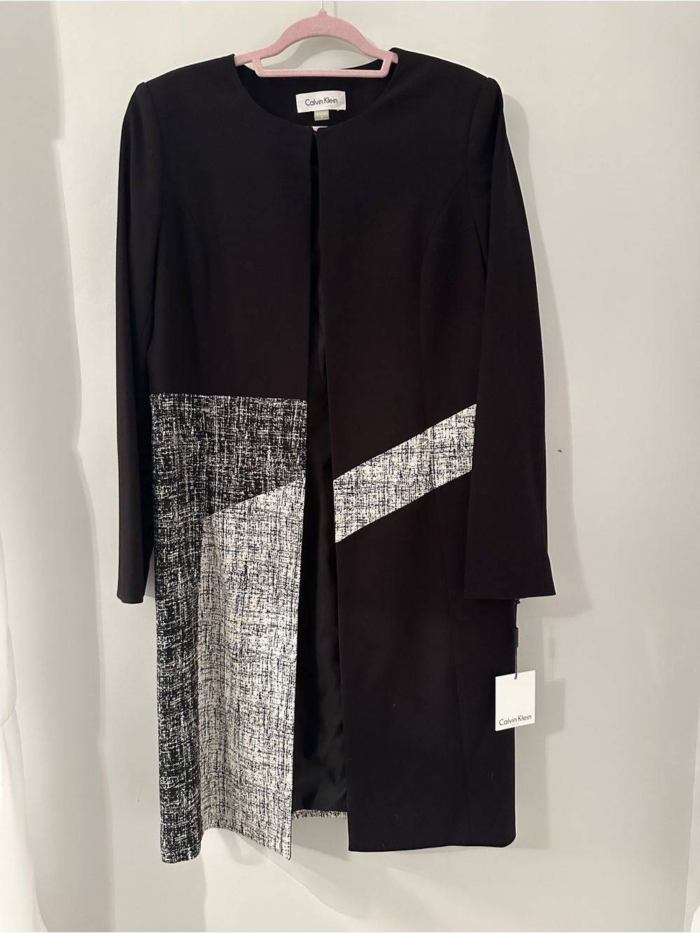 Calvin Klein Black Long Open-Front Blazer